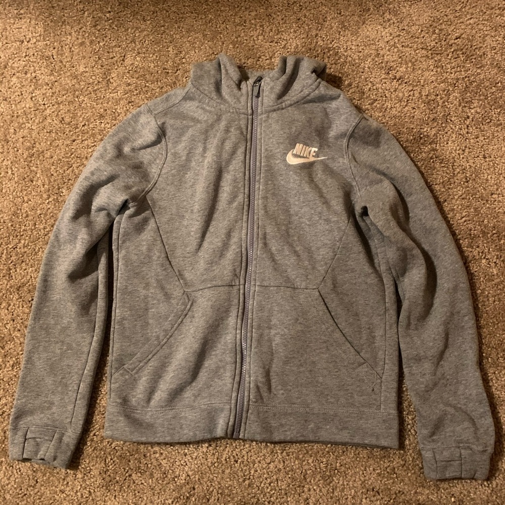 Grey zip up nike hoodie